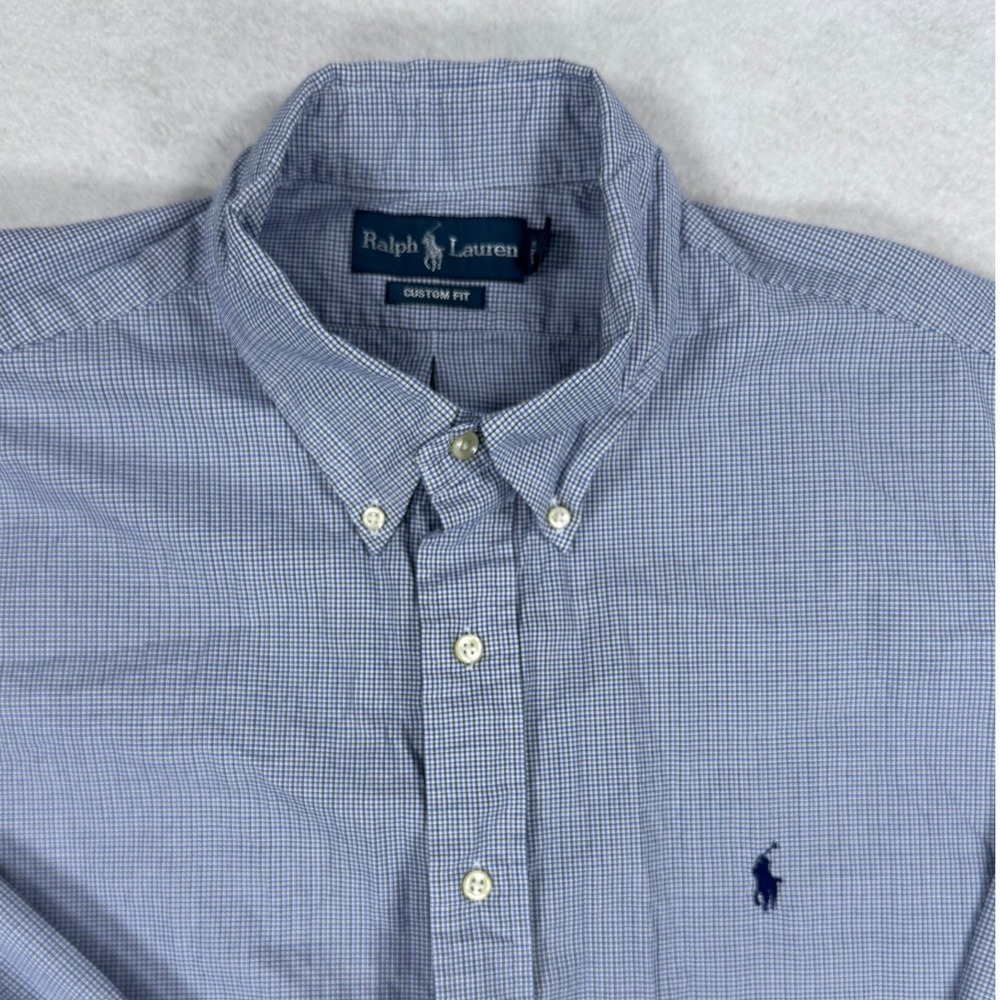 Ralph Lauren Custom Fit Men's Button Down Shirt VTG Micro Check 18 36/37